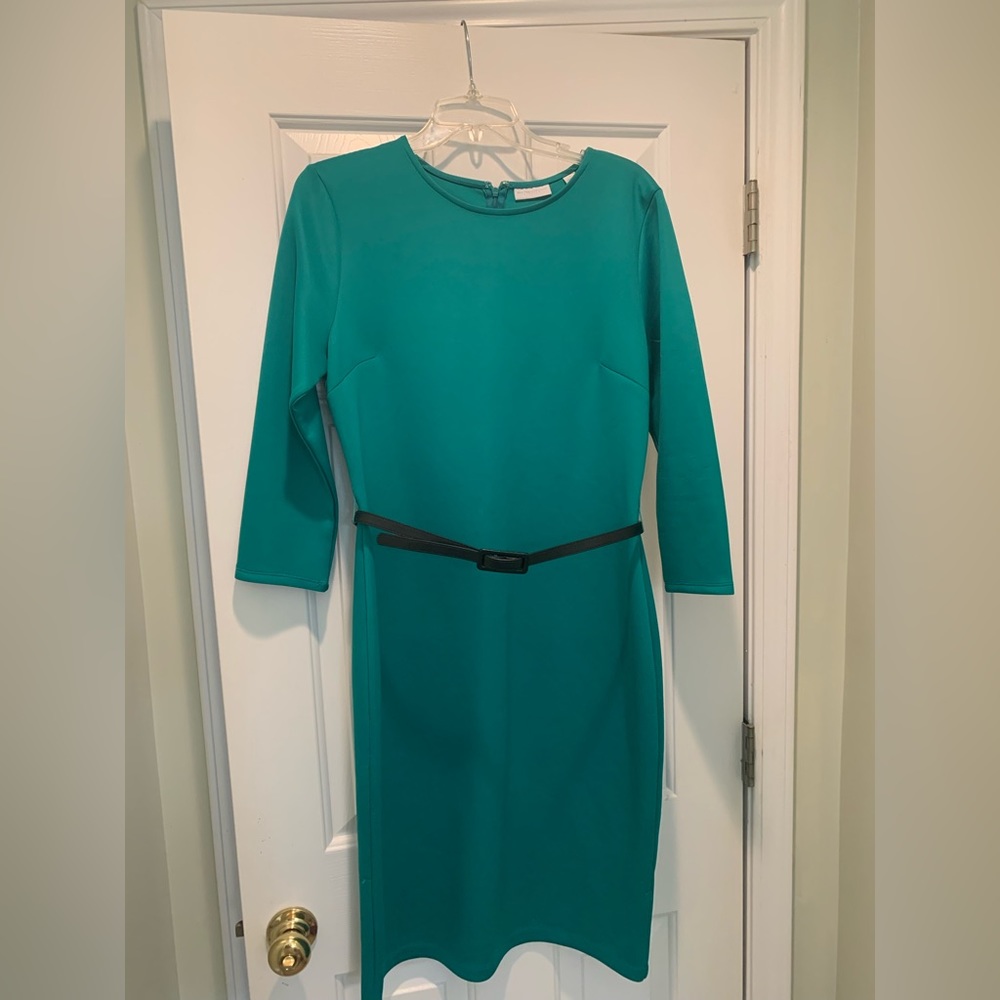 Professional Green Dress with Black belt
